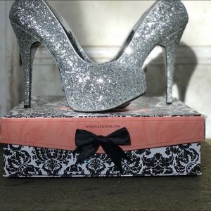 Sparkling Sliver Bordello Pumps